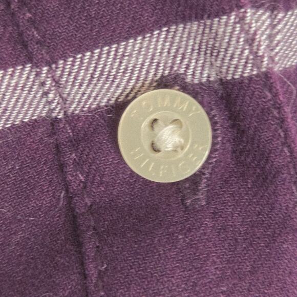 Tommy Hilfiger NWT Bordeaux Plaid collared shirt 1/2 button down Small purple - Picture 7 of 16